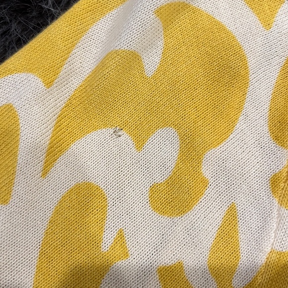 J.Crew Medium mustard and white 3/4 sleeve cardigan. - Picture 7 of 7